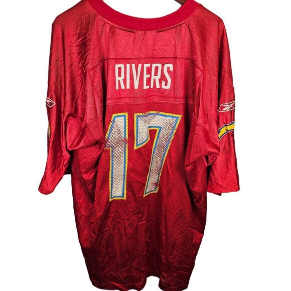 Vintage Reebok Philip Rivers Chargers Red Jersey Distressed RARE 2XL XXL - Picture 1 of 7